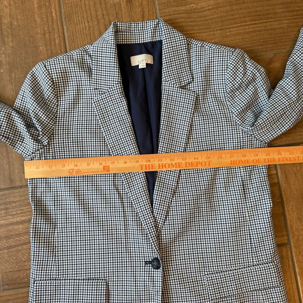Loft Women's Relaxed Modern Houndstooth Blazer Preppy Career Jacket Sz 6 - Picture 9 of 10